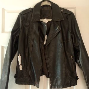 Women’s Dark Brown Faux Leather Jacket. New with tags. Size Medium